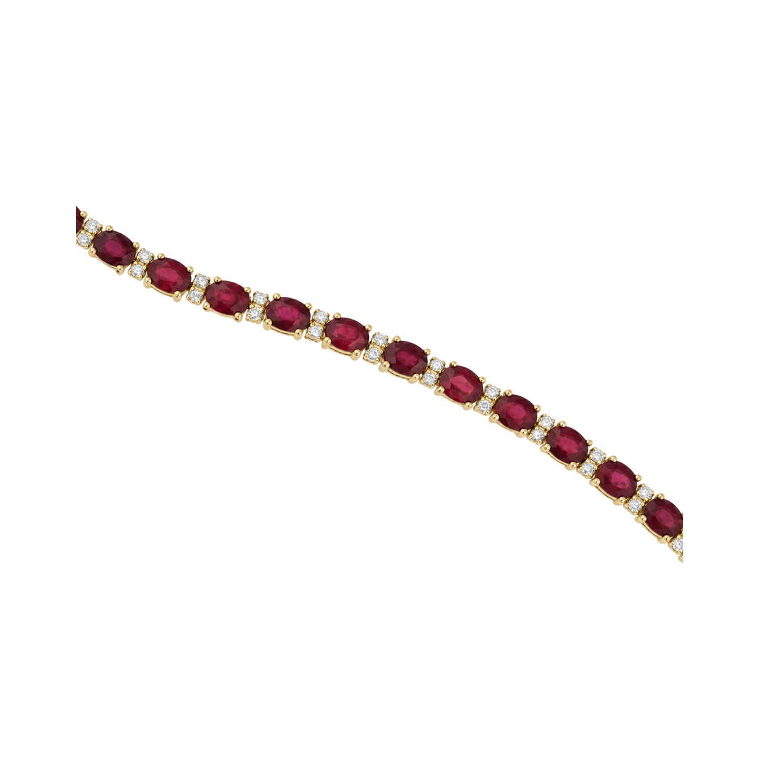 14.0ct Ruby and Diamond Oval Tennis Bracelet - SKU 40457