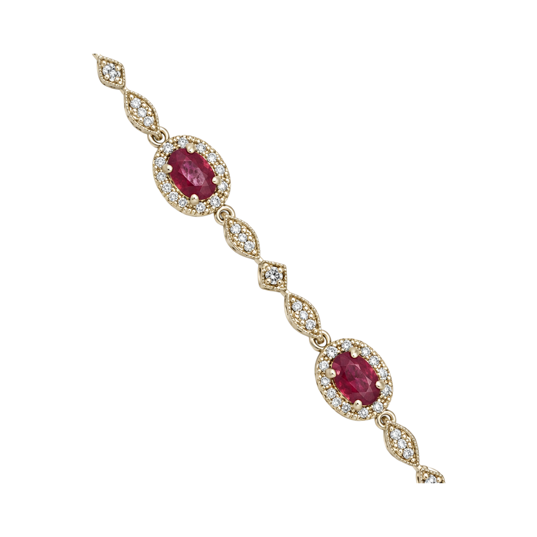 4.0ct Ruby and Diamond Halo Link Bracelet - SKU 40903