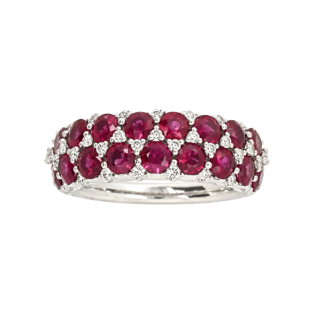 2.50ct Ruby and Diamond Double Row Band - SKU 41075