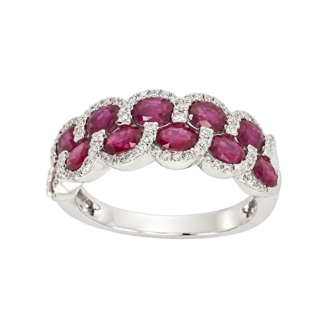 2.50ct Ruby and Diamond Scalloped Band - SKU 41087
