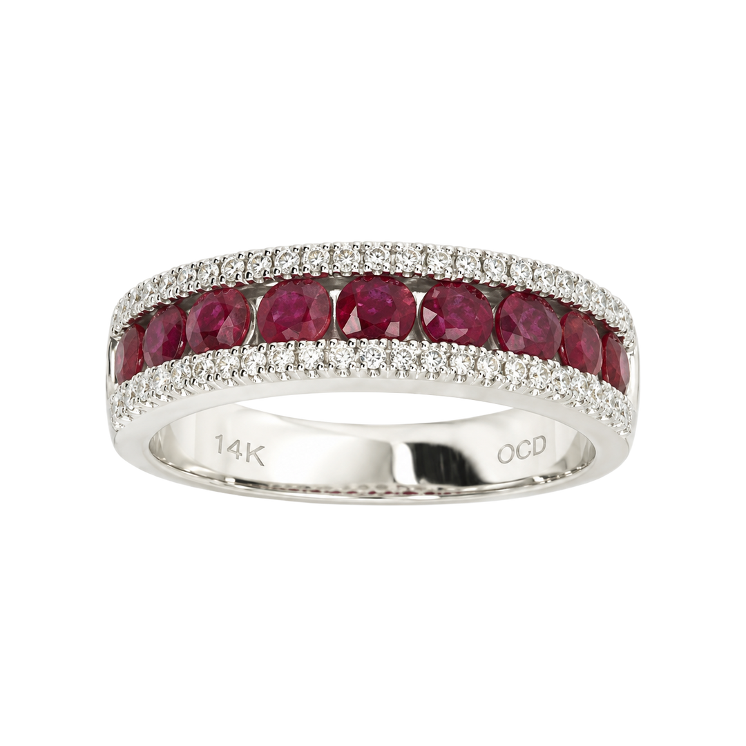 1.50ct Ruby and Diamond Bordered Band - SKU 41099
