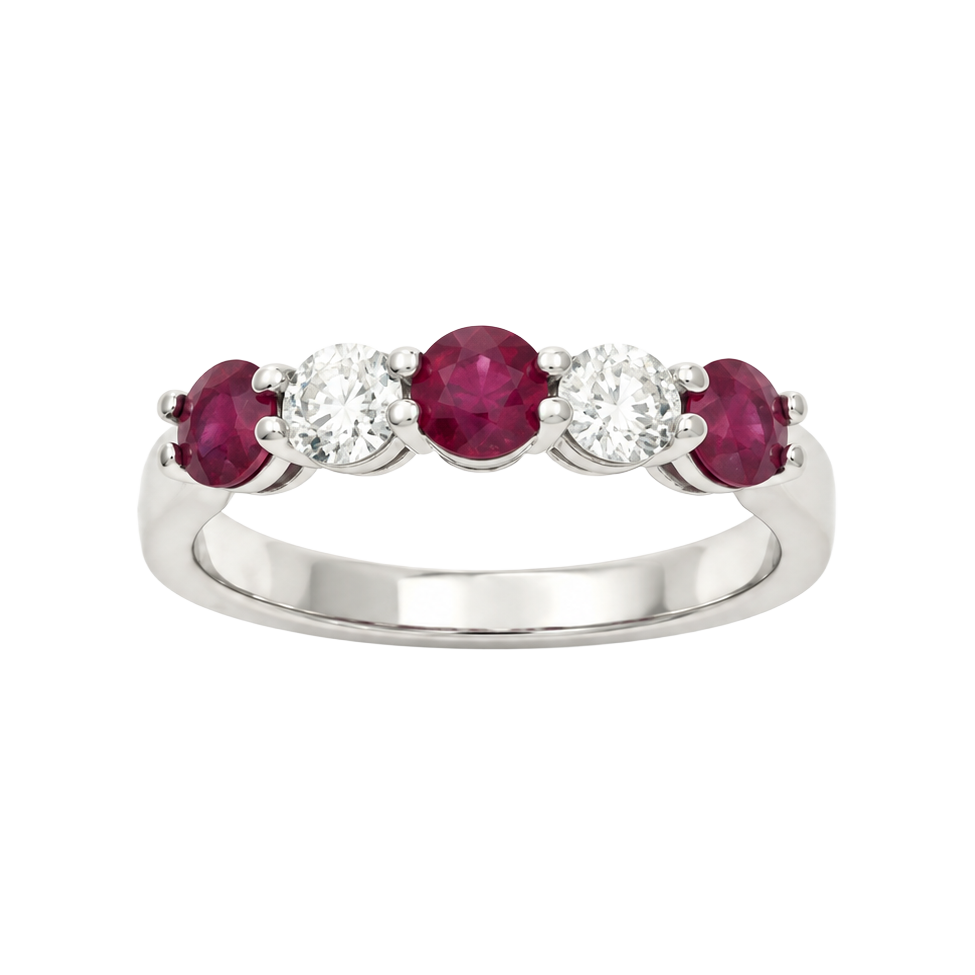 0.80ct Ruby and Diamond Alternating Ring - SKU 41180