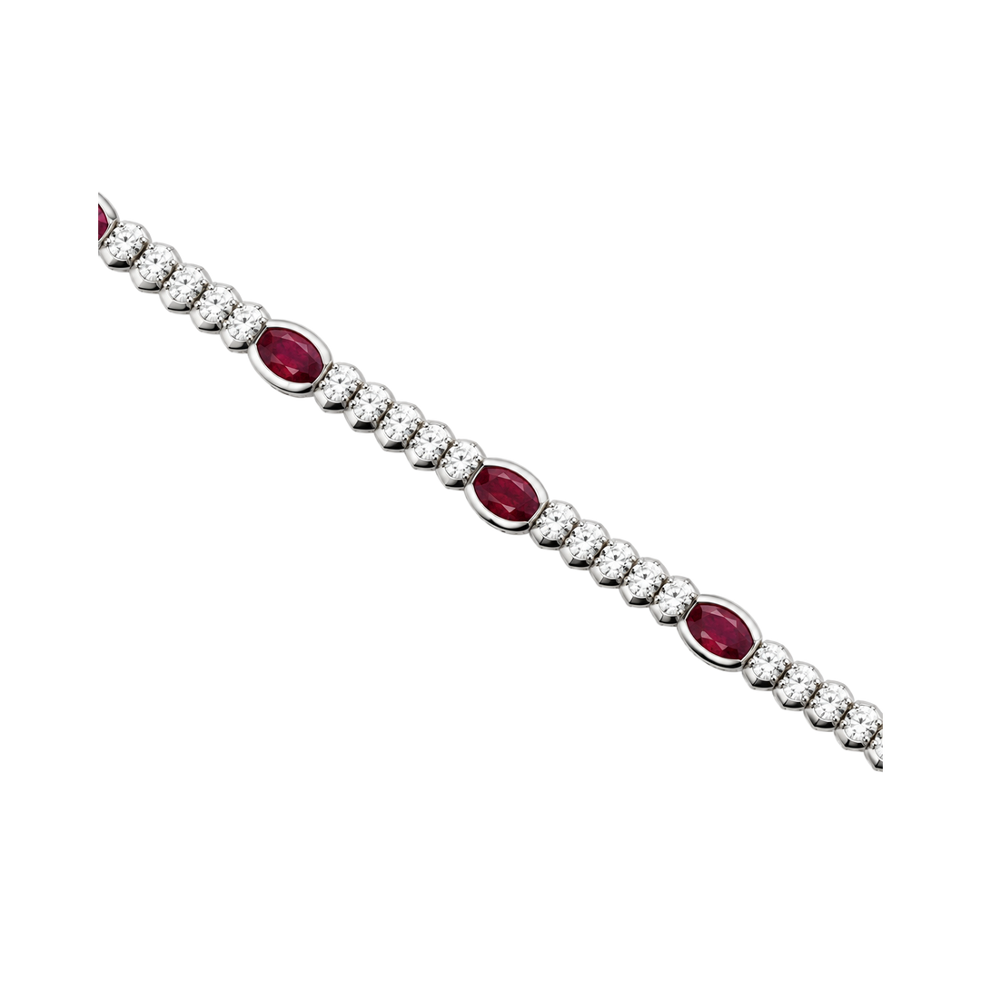 5.0ct Ruby and Diamond Oval Station Bracelet - SKU 44720