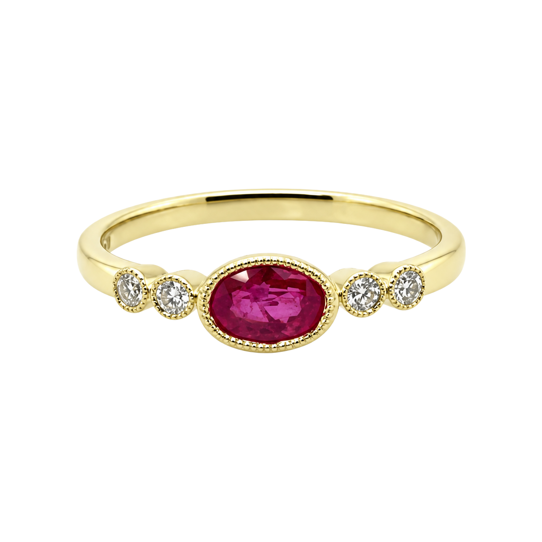 0.60ct Ruby and Diamond Oval Ring - SKU 45432