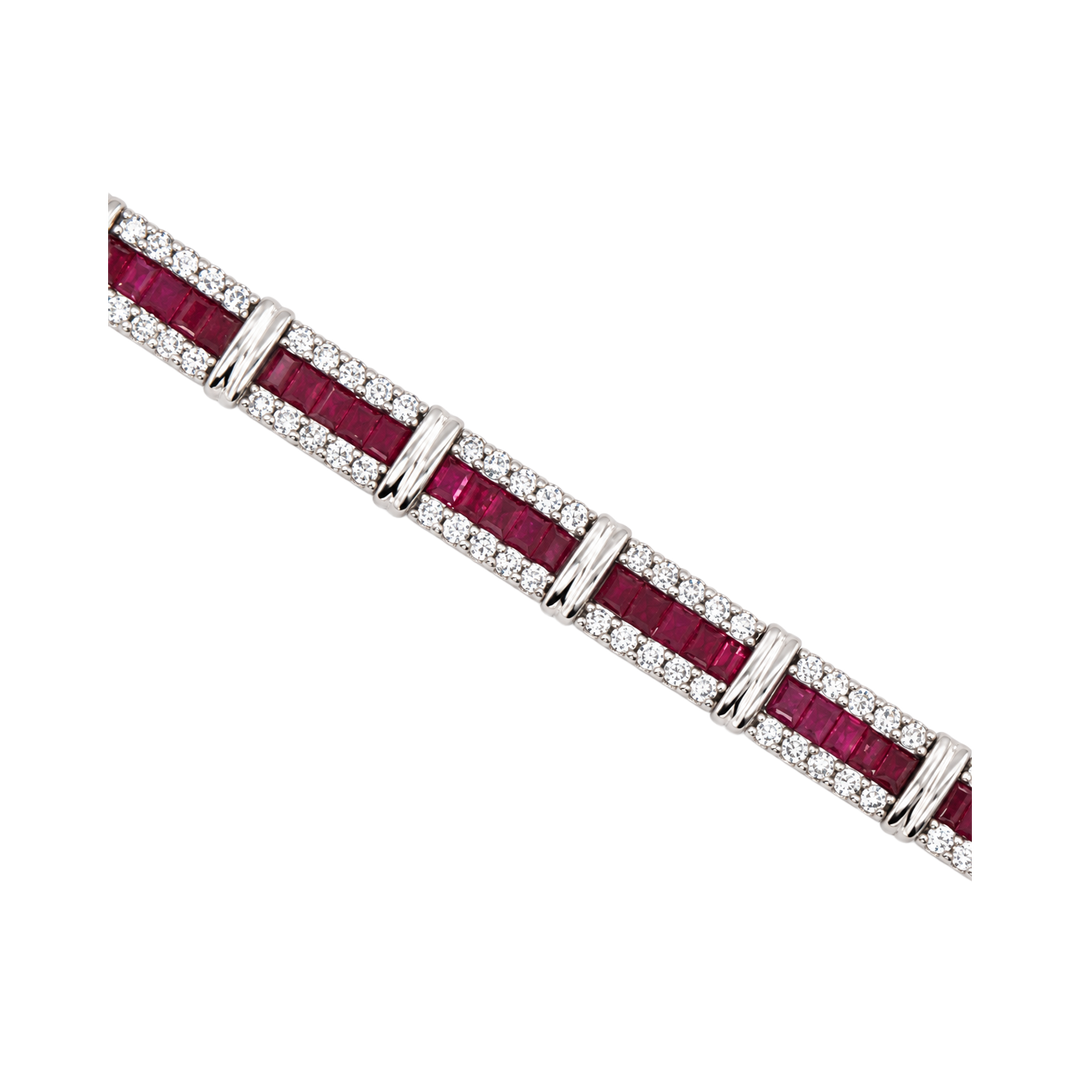 6.50ct Ruby and Diamond Rectangular Link Bracelet - SKU 46356