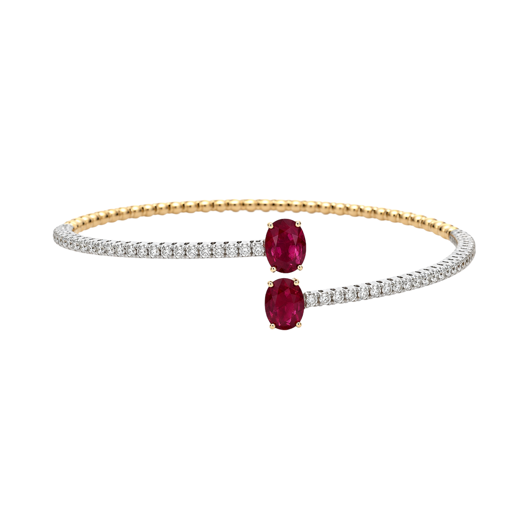1.50ct Ruby and Diamond Open Bangle - SKU 46359