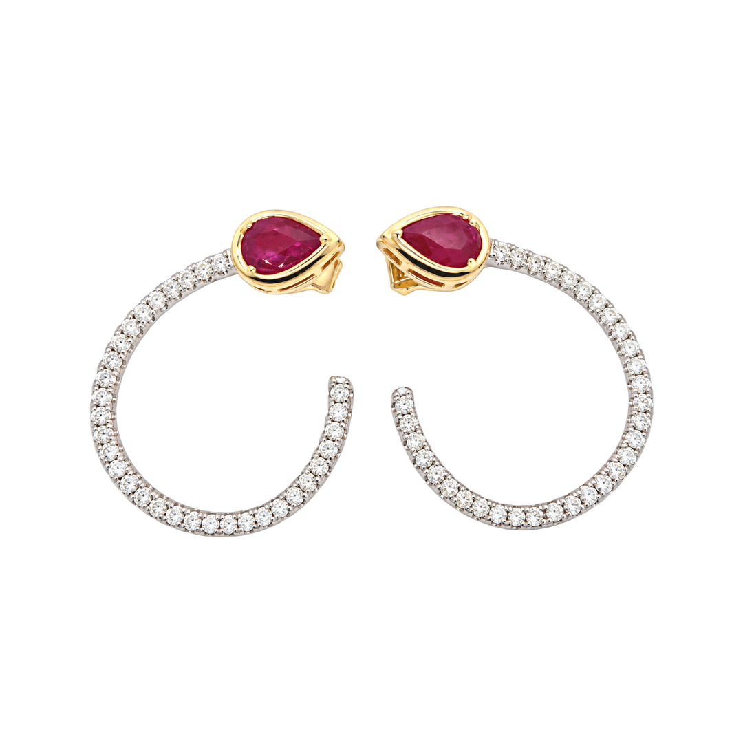 0.70ct Ruby and Diamond Open Circle Earrings - SKU 47176