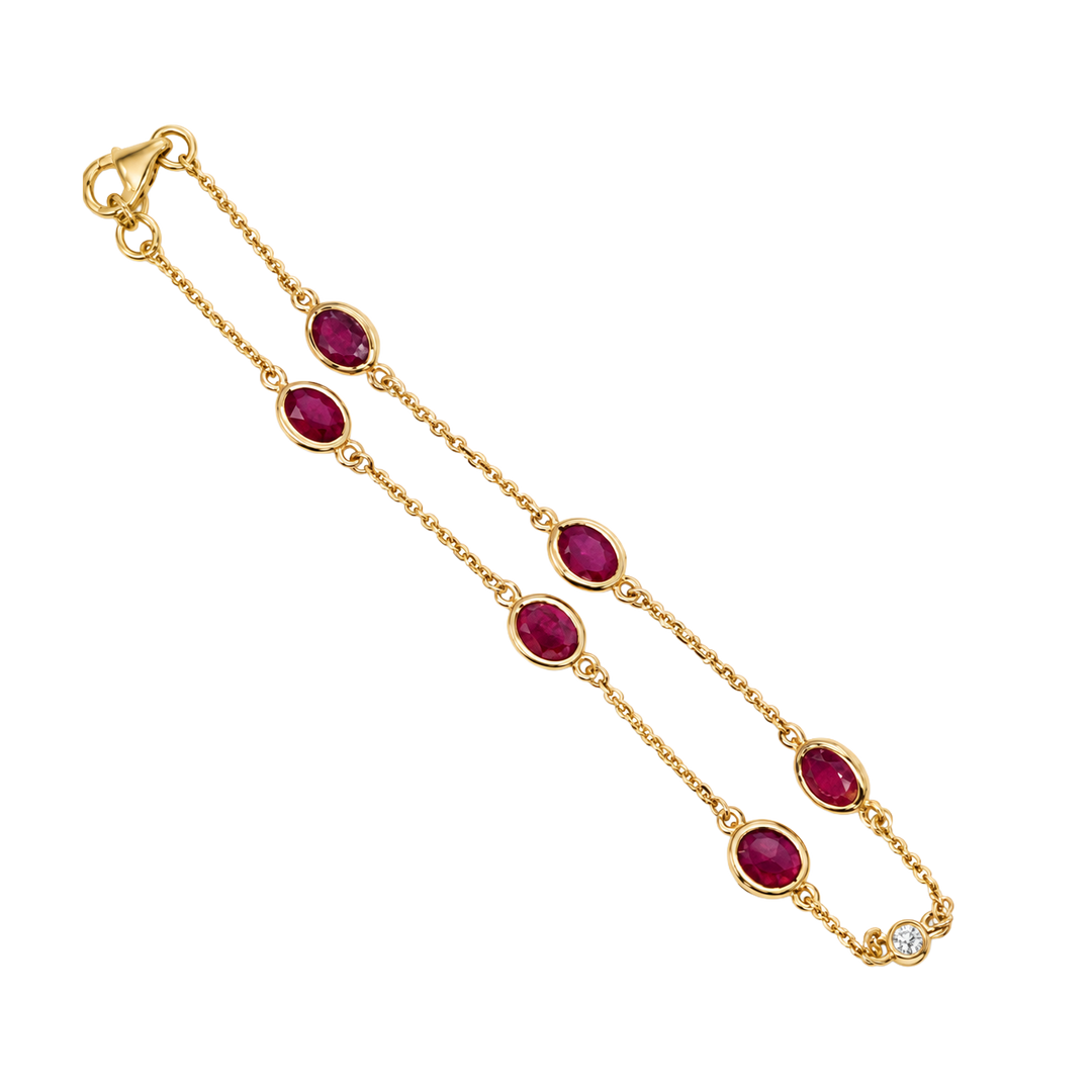 3.35ct Ruby and Diamond Station Bracelet - SKU 48267