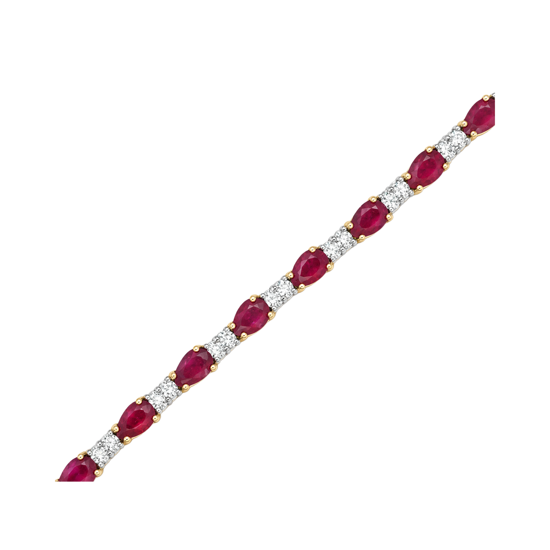 5.70ct Ruby and Diamond Oval Tennis Bracelet - SKU 48788