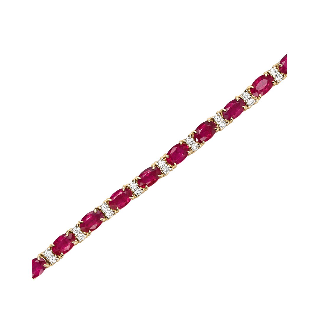 9.50ct Ruby and Diamond Oval Tennis Bracelet - SKU 48794