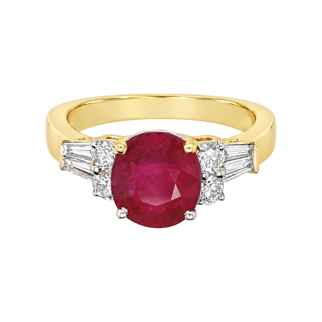 3.02ct Ruby and Diamond Oval Ring - SKU 49210