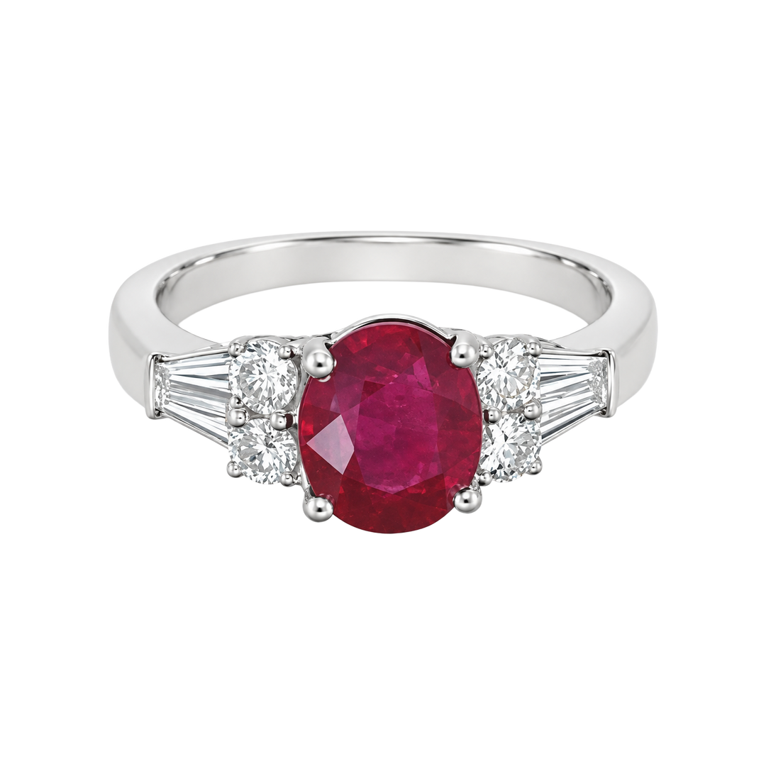 2.02ct Ruby and Diamond Oval Ring - SKU 49212