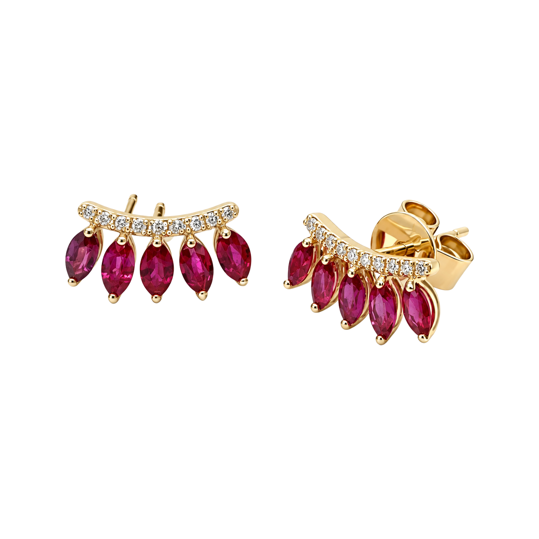 1.00ct Ruby and Diamond Fringe Earrings - SKU 51585