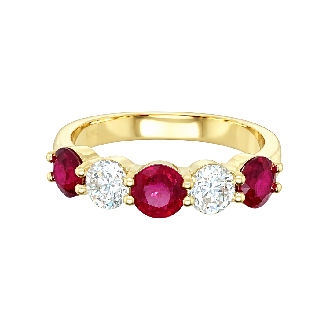 1.25ct Ruby and Diamond Five-Stone Ring - SKU 51623