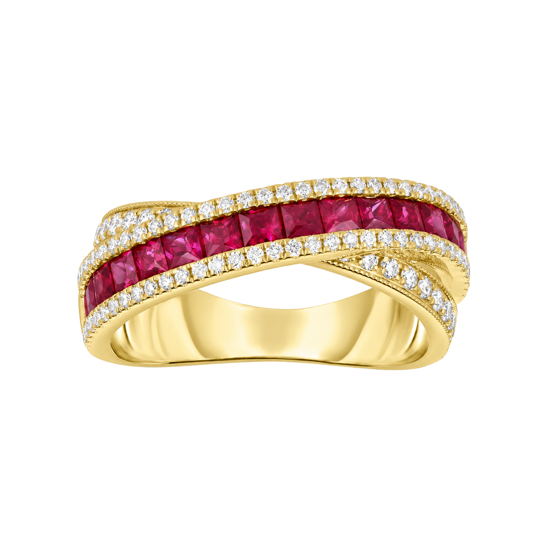 1.40ct Ruby and Diamond Crossover Band - SKU 51995