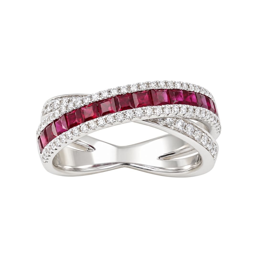 1.410ct Ruby and Diamond Crossover Band - SKU 51996
