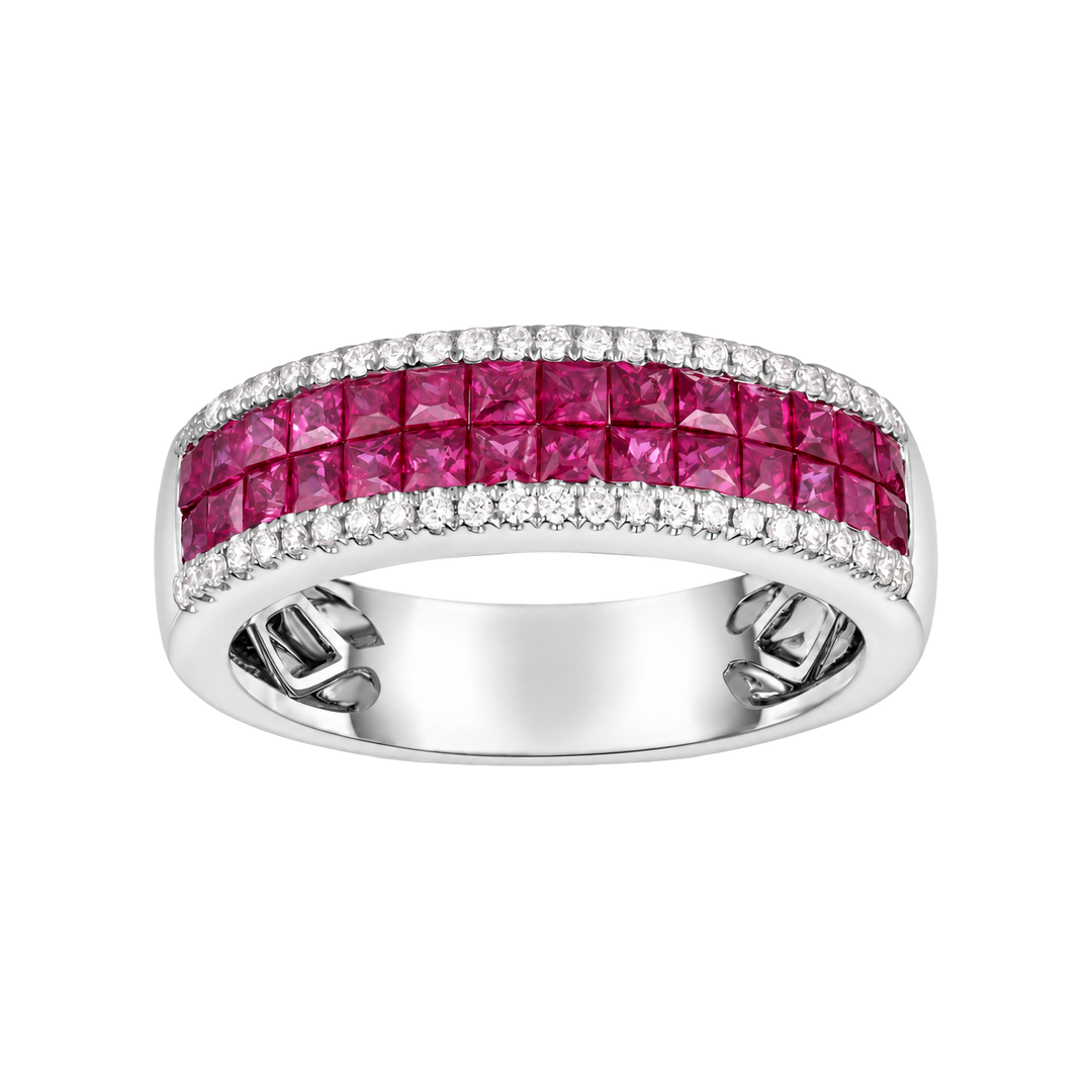 1.35ct Ruby and Diamond Double Row Band - SKU 52040