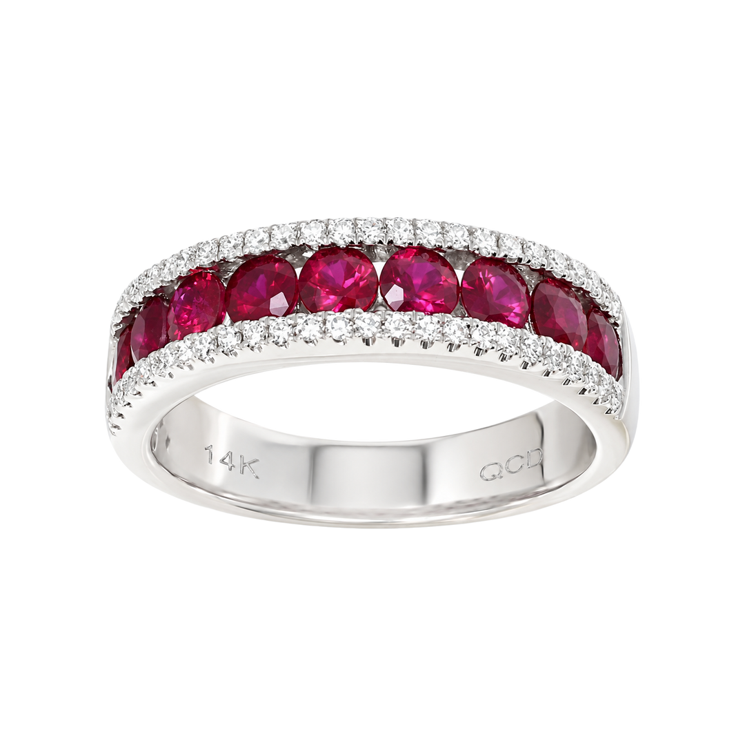 1.75ct Ruby and Diamond Bordered Band - SKU 52298