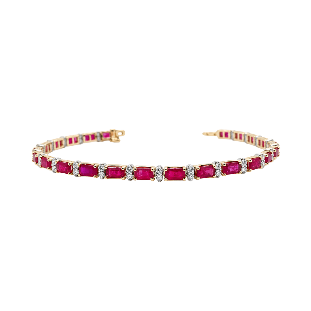 8.68ct Ruby and Diamond Rectangular Tennis Bracelet - SKU 53176