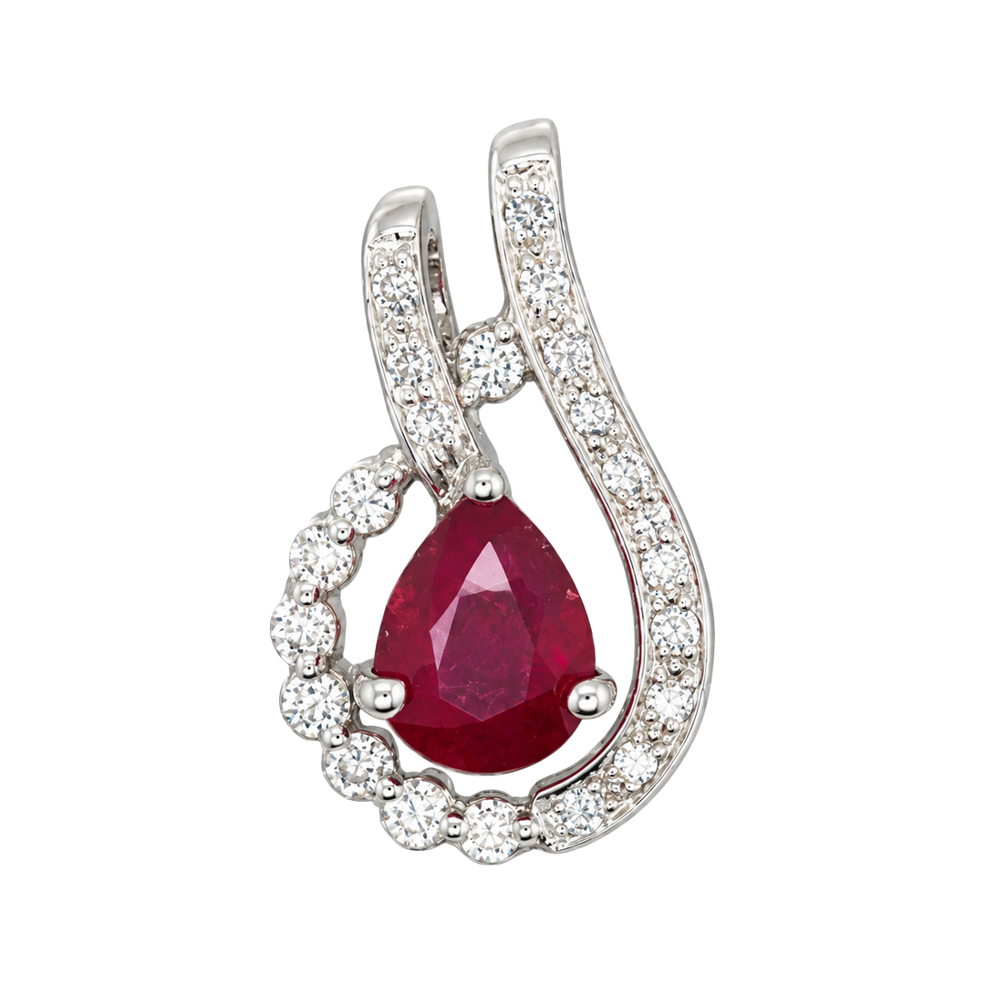 1.50ct Ruby and Diamond Pear Pendant - SKU 54145