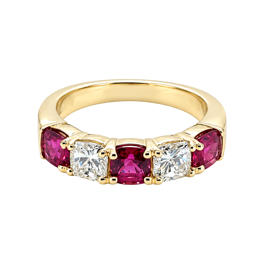 1.90ct Ruby and Diamond Five-Stone Ring - SKU 54711