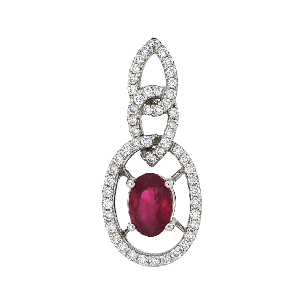 0.65ct Ruby and Diamond Open Halo Pendant - SKU 6703