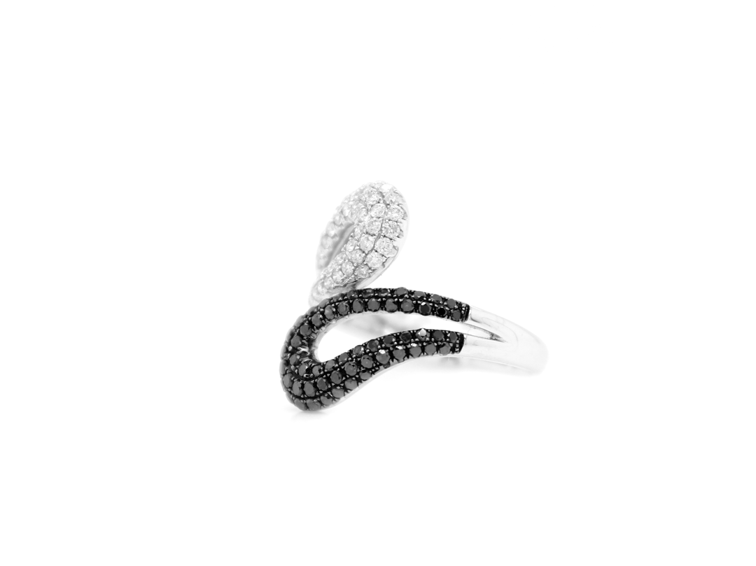 1.40ct Black Diamond and White Diamond Bypass Ring