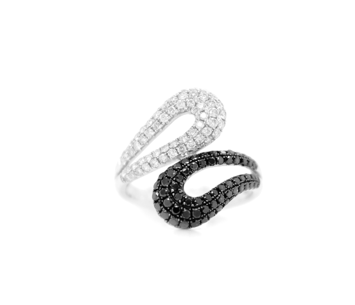 1.40ct Black Diamond and White Diamond Bypass Ring