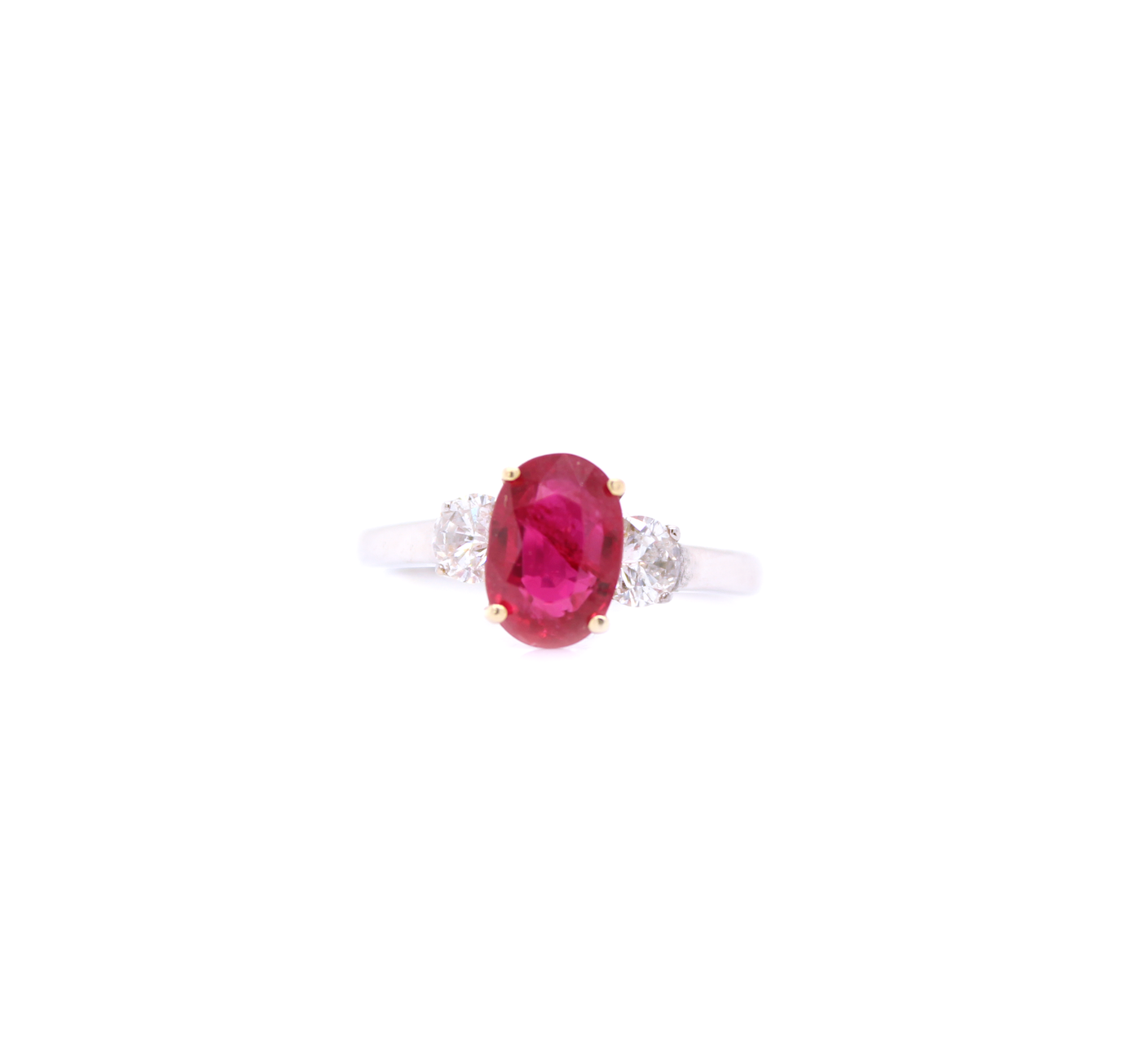 2.45ct Oval Cut Ruby and Diamond Ring