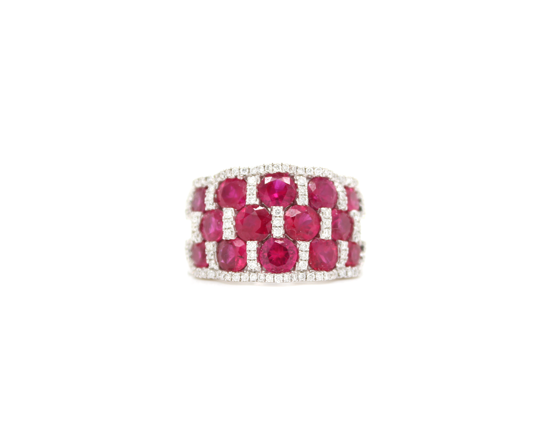 4.20ct Round Ruby and Diamond Cigar Band