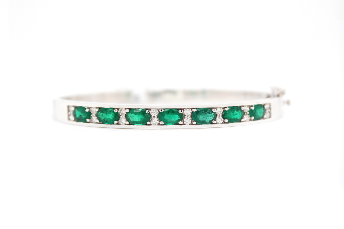 Oval Emerald and Diamond Bangle