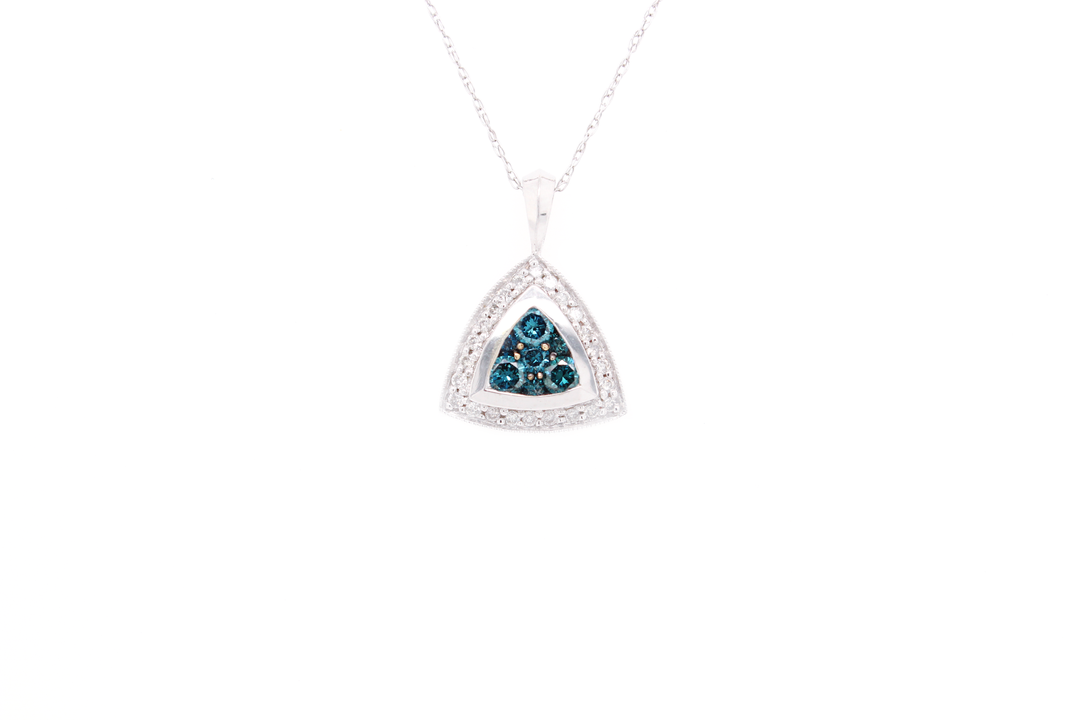 Blue Trillion-Shaped Cluster Illusion Halo Necklace