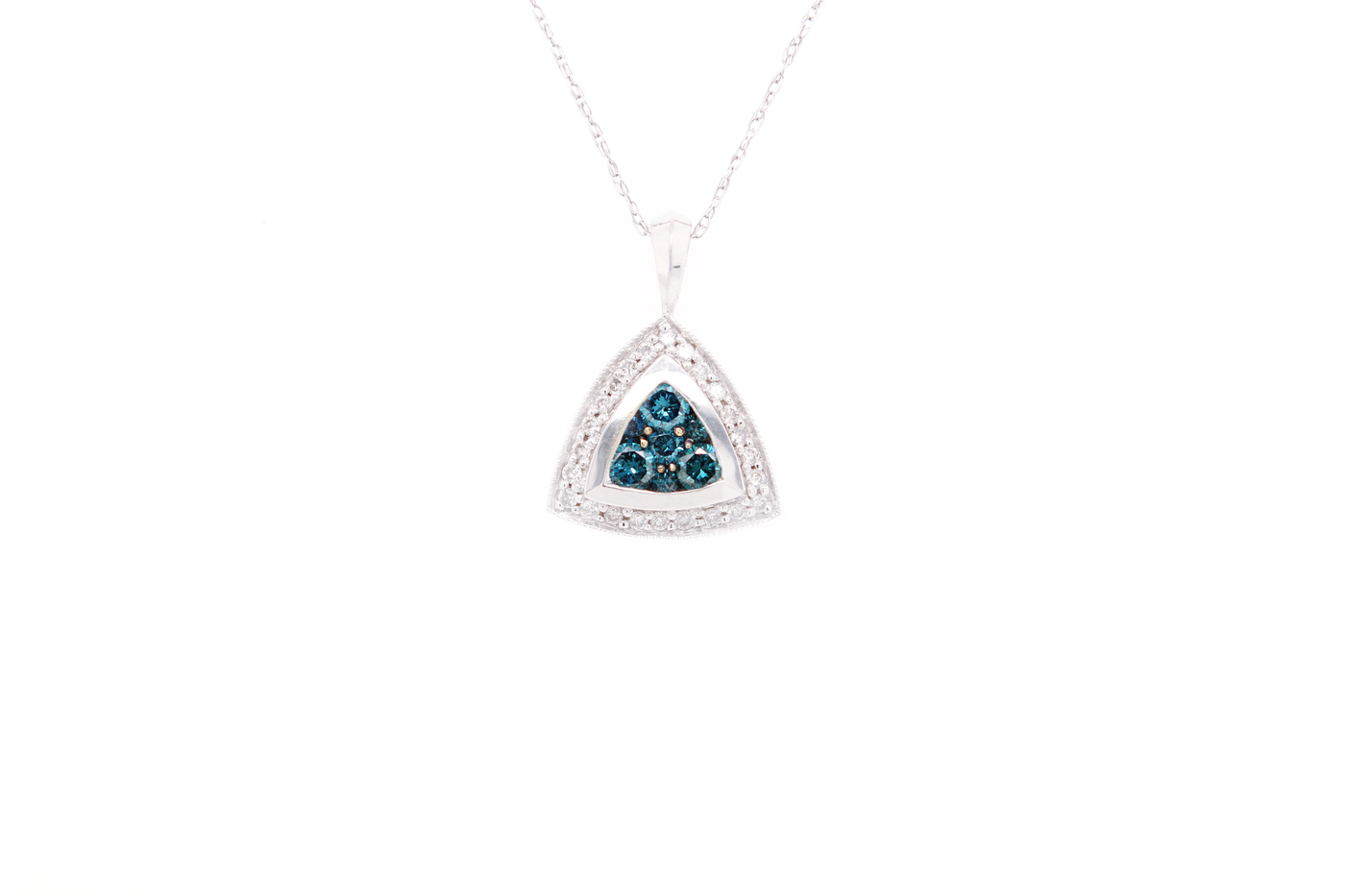 Natural Blue Trillion-Shaped Cluster Illusion Halo Necklace