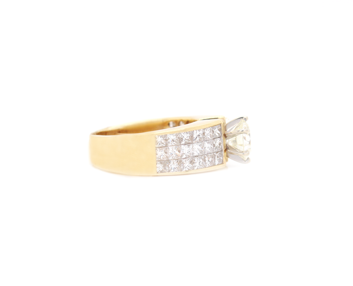 Round Diamond with Channel Set Band Engagement Ring
