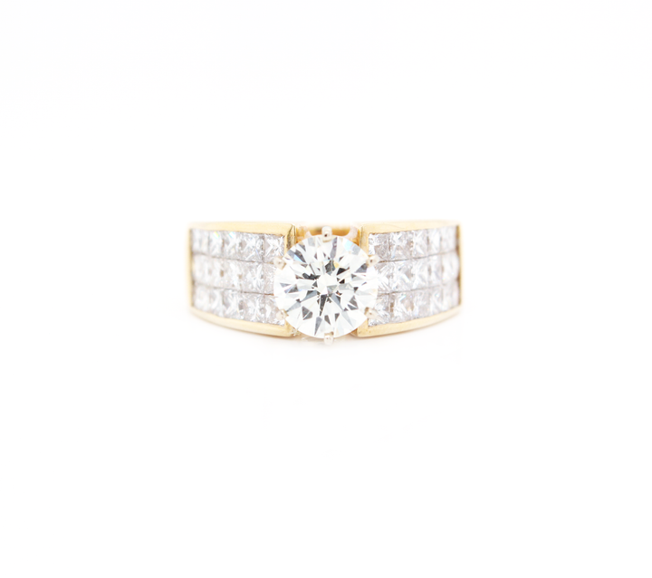 Round Diamond with Channel Set Band Engagement Ring