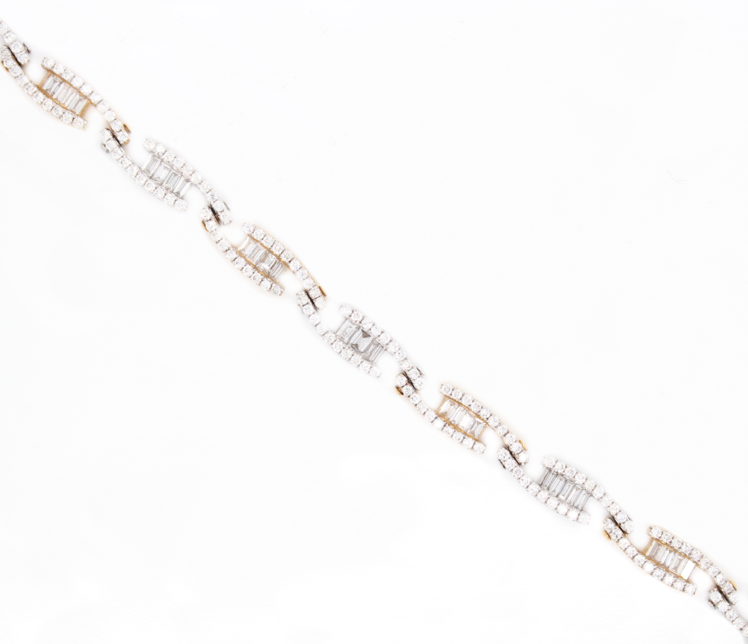 3.70ct Baguette and Round Diamond Bypass Diamond Bracelet