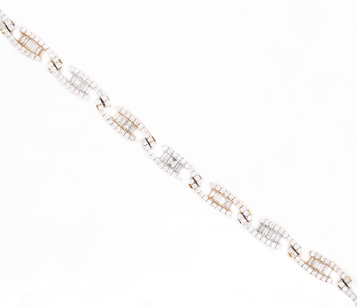 3.70ct Baguette and Round Diamond Bypass Diamond Bracelet