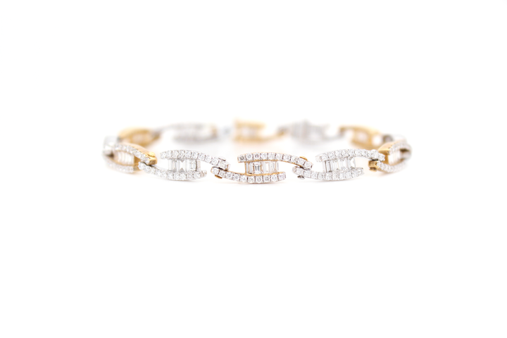3.70ct Baguette and Round Diamond Bypass Diamond Bracelet