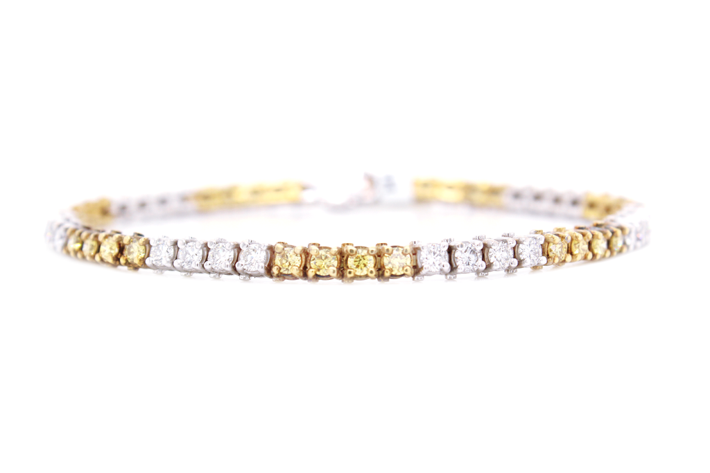 Yellow Diamond and White Diamond Tennis Bracelet in Platinum and 18K Y – L  and L Jewelry