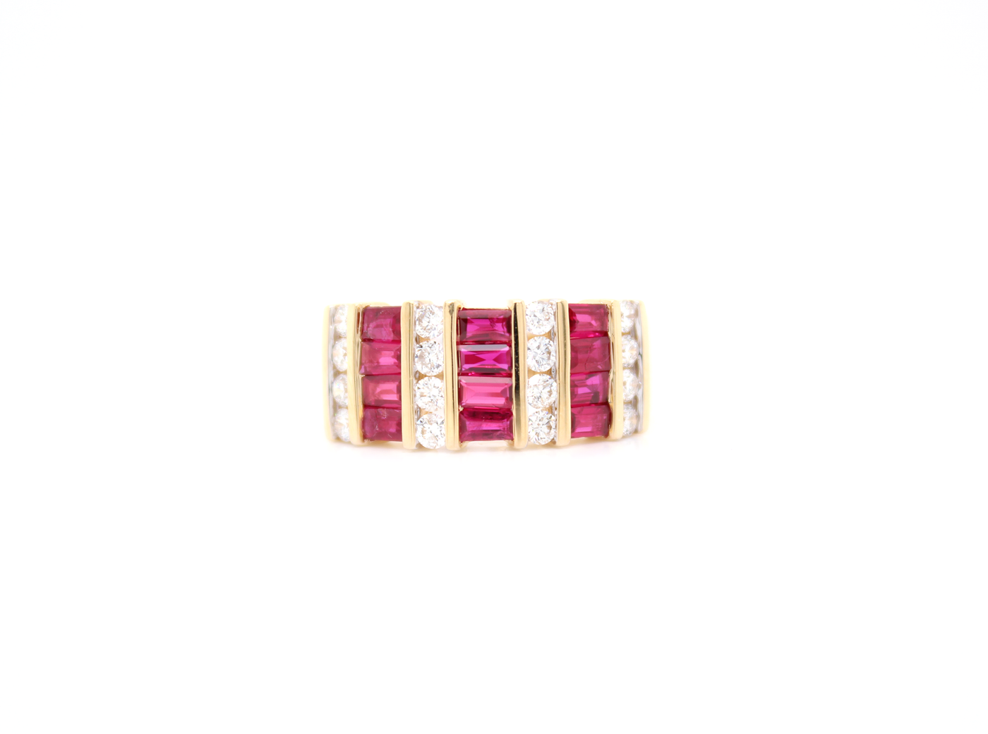 1.50ct Baguette Ruby and Round Diamond Band