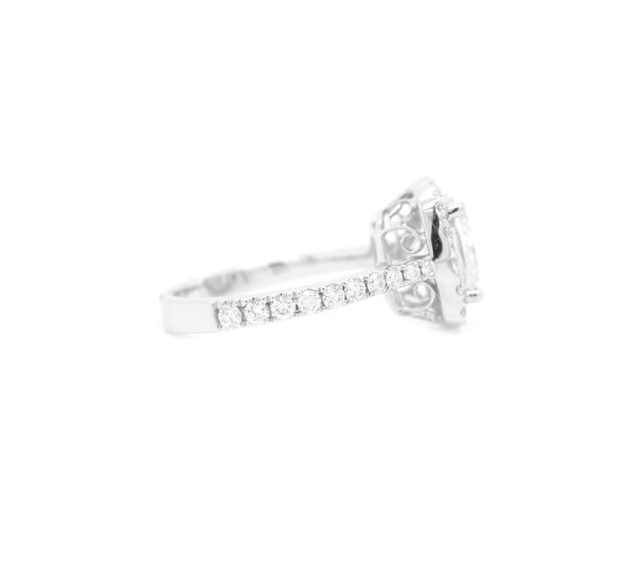 Cushion Cut Diamond Halo Engagement Ring