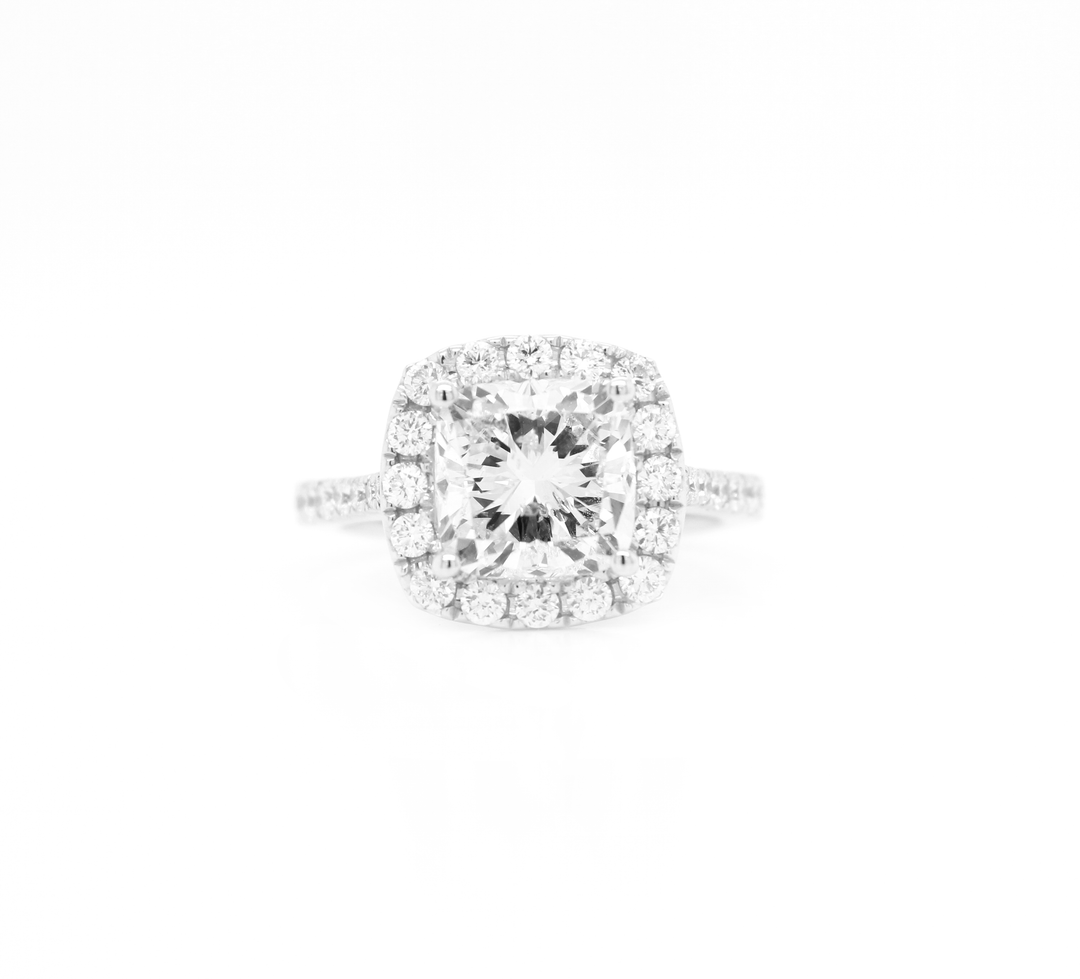 Cushion Cut Diamond Halo Engagement Ring