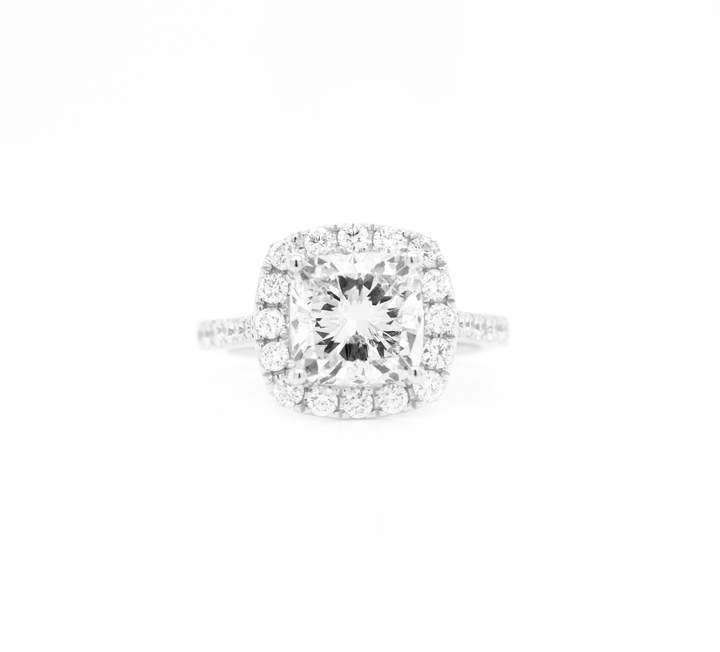 Cushion Cut Diamond Halo Engagement Ring