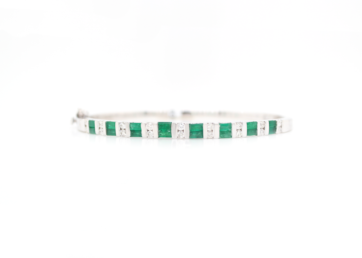 Baguette Cut Emerald and Diamond Bangle