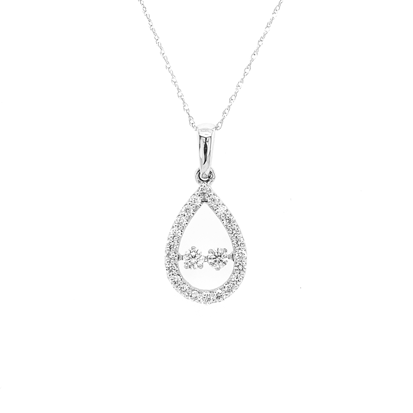 .60ct 2-Stone dancing Diamond Teardrop Necklace