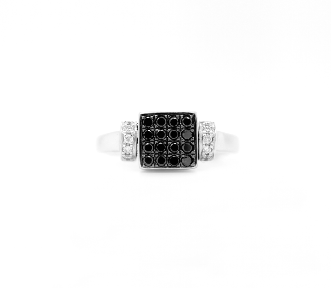 1ct Black Diamond and White Diamond Flip Ring