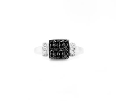 1ct Black Diamond and White Diamond Flip Ring
