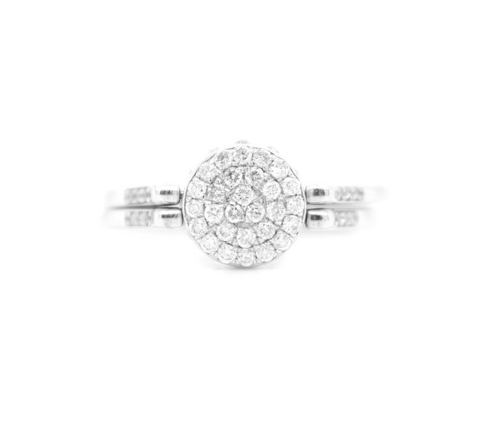 .75ct Round Black Diamond and White Diamond Illusion Halo Flip Ring