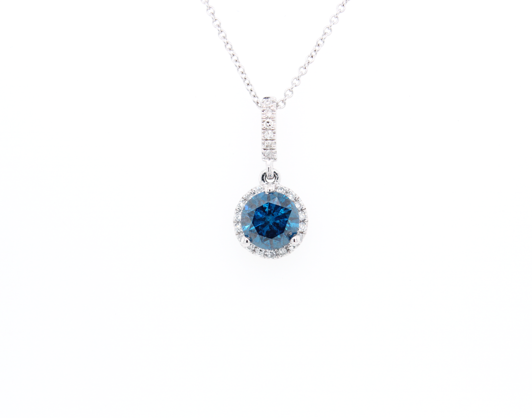 Blue Round Diamond Necklace