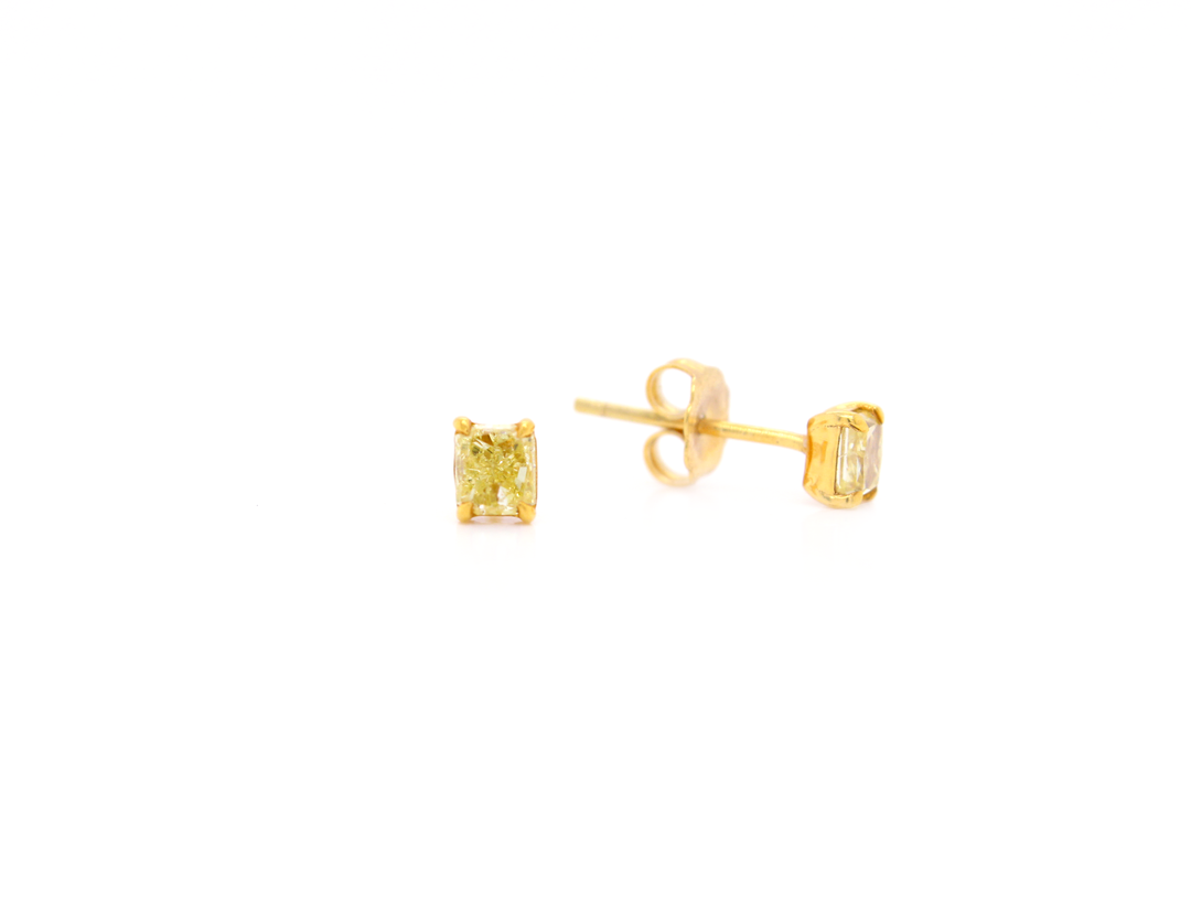 .80ct Princess Cut Yellow Canary Diamond Studs